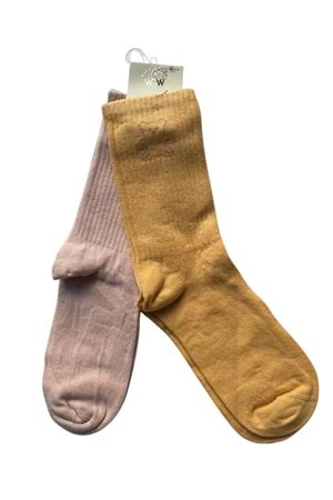 Unisex Çocuk Renkli Ayıcık Desenli 2’li Çorap Seti – Rahat ve Şık Günlük Kullanım