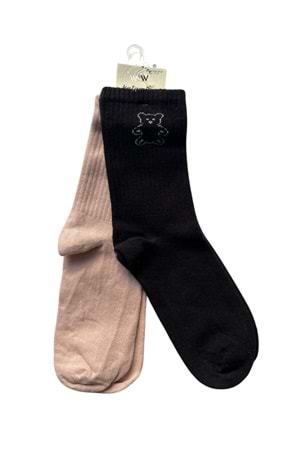 Unisex Çocuk Renkli Ayıcık Desenli 2’li Çorap Seti – Rahat ve Şık Günlük Kullanım