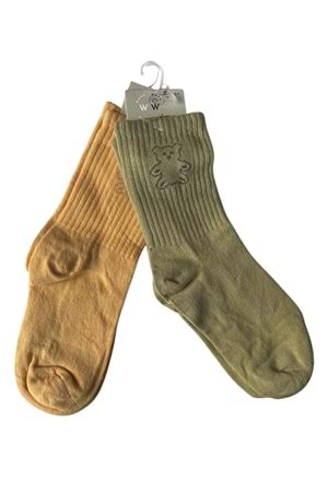 Unisex Çocuk Renkli Ayıcık Desenli 2’li Çorap Seti – Rahat ve Şık Günlük Kullanım