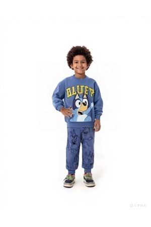 Bluey Aplikeli Karakter Baskılı Erkek Çocuk Eşofman Takım