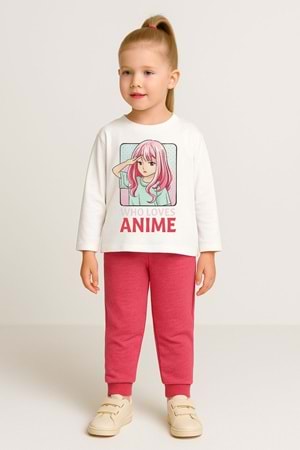 Anime Baskılı Kız Çocuk Pijama Takım