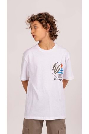 Önü Sırtı Baskılı Bisiklet Yaka Erkek Çocuk T-Shirt