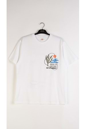 Önü Sırtı Baskılı Bisiklet Yaka Erkek Çocuk T-Shirt