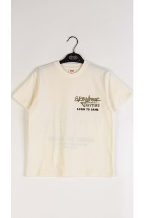 Önü Sırtı Baskılı Bisiklet Yaka Erkek Çocuk T-Shirt