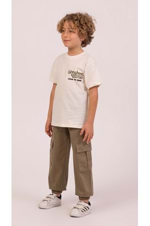 Önü Sırtı Baskılı Bisiklet Yaka Erkek Çocuk T-Shirt