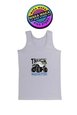 Erkek Çocuk Monster Truck Desenli 3’lü Atlet Seti – Pamuklu Rahat İç Giyim