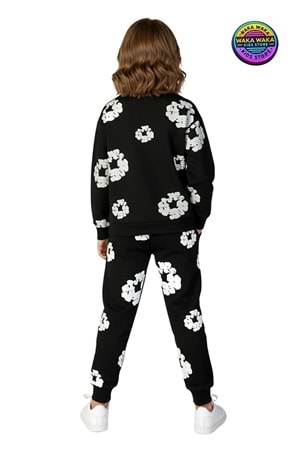 Çocuk Unisex Siyah Beyaz Desenli İkili Takım