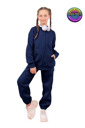 Unisex Çocuk Fermuarlı Kapüşonlu Hırka
