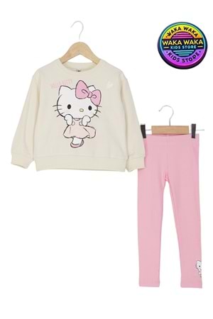 Hello Kitty Baskılı Kız Çocuk Sweatshirt ve Tayt Takımı