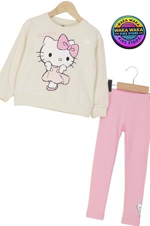 Hello Kitty Baskılı Kız Çocuk Sweatshirt ve Tayt Takımı