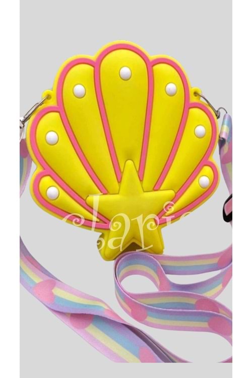 mickey mouse-Kromi-Barbie-hello kitt-Deniz Kabuğu Silikon Çanta - Sarı