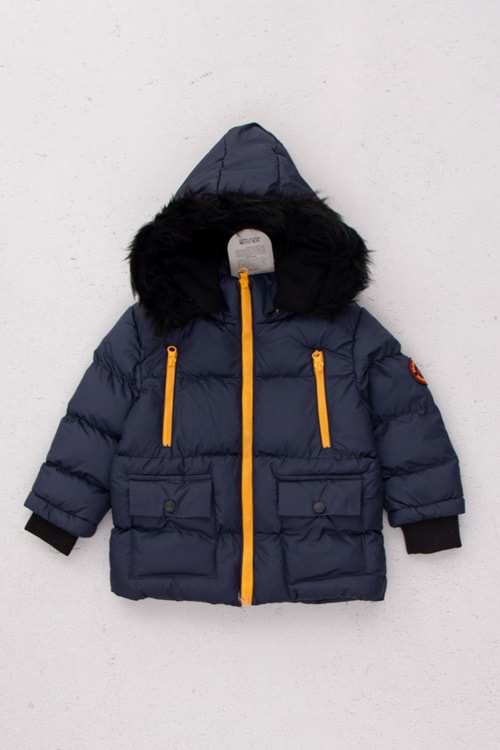 İç Kısmı Polarlı Çıkarılabilir Kapüşonlu Kapak Cepli Erkek Çocuk Mont- 3 YAŞ