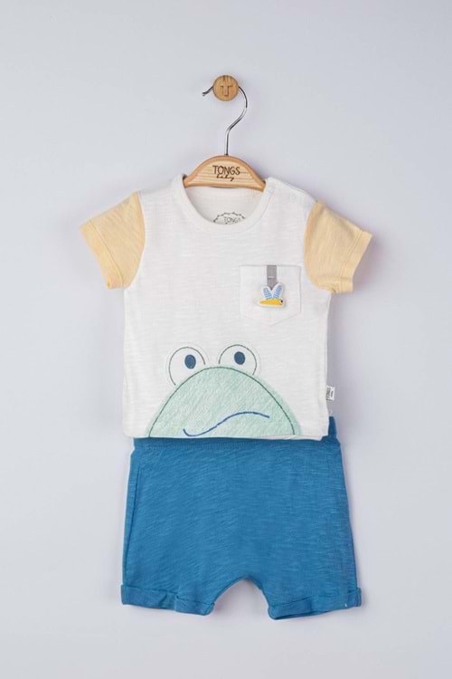Kurbağa Baskılı Beyaz Bebek Takım (2 Parça)