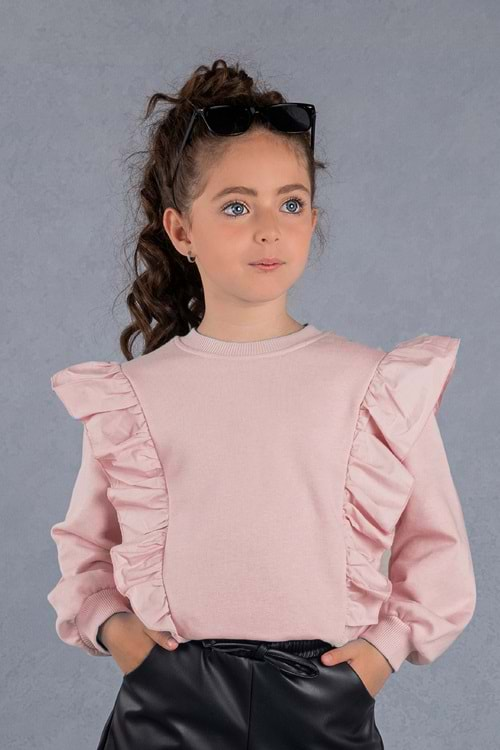 Hopi Kids Çocuk Kız Tek Sweat - Pudra - 5-6 YAŞ