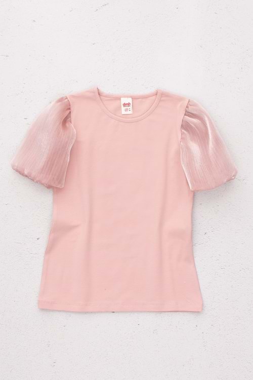 Tül Detaylı Karpuz Kısa Kol Kız T-Shirt - 9-10 YAŞ