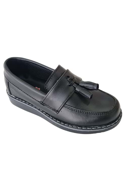 Siyah Püskül Detaylı Erkek Çocuk Loafer Ayakkabı
