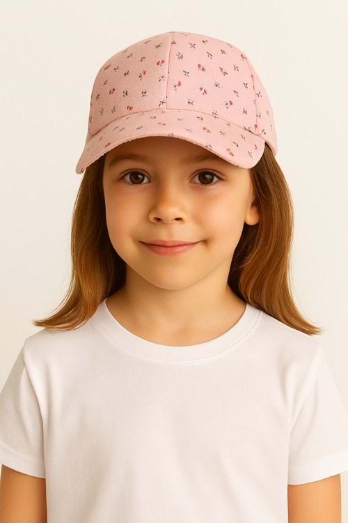 Minik Çiçek Desenli Kız Bebek Şapka