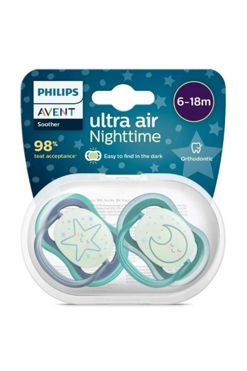 Philips Avent Ultra Air Gece Emziği 6-18 Ay 2'li Erkek Scf376-13