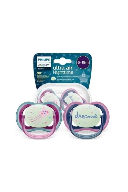 Philips Avent Ultra Air Gece Emziği 6-18 Ay 2'li Kız Scf376-14