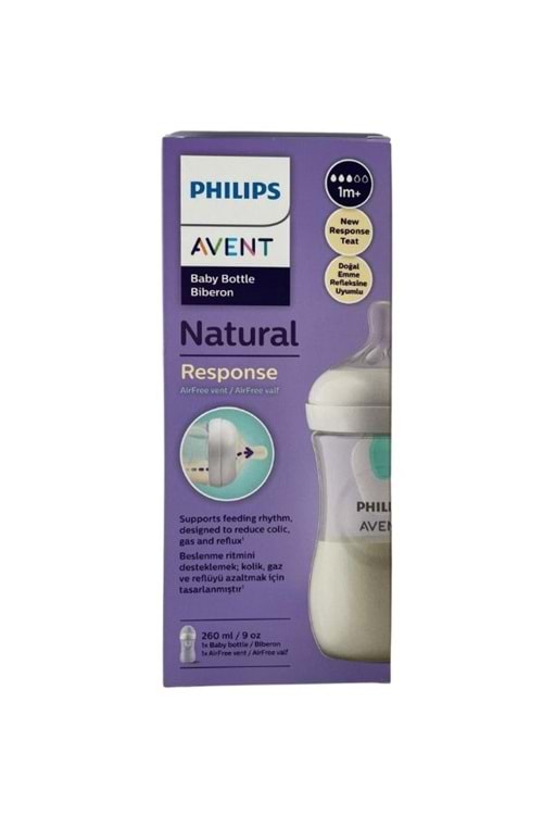 Avent Doğal Tepkili AntiKolik Biberon Tekli 260 ml SCY673-01