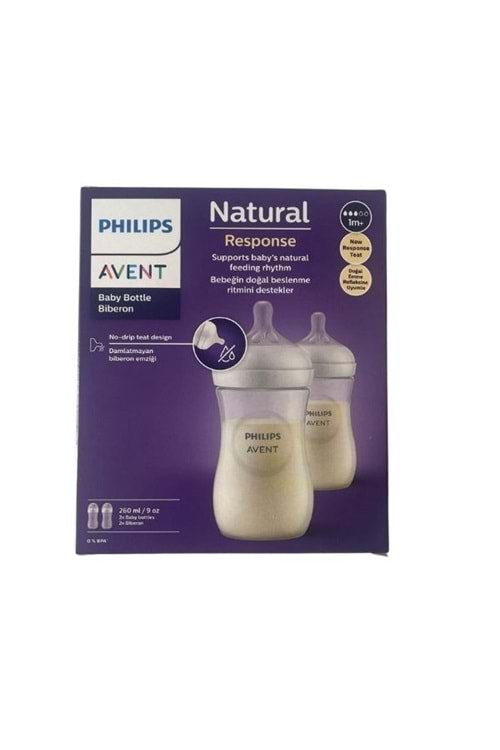 Avent Doğal Tepkili pp Biberon 260 ml 1 ay ikili 6