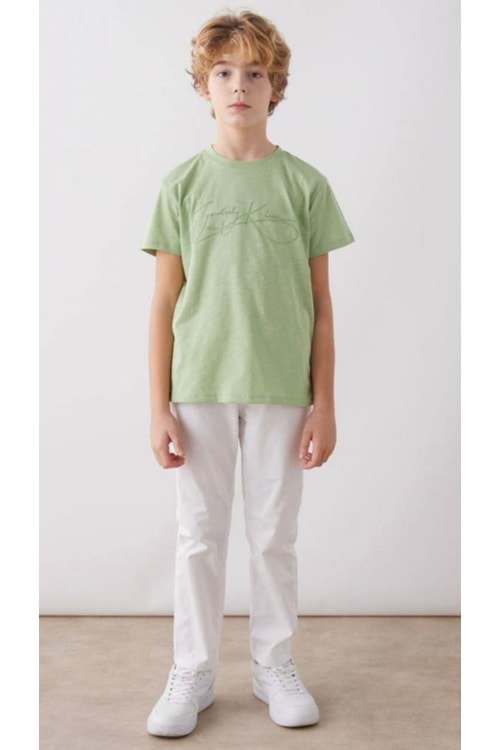 Bisiklet Yaka Yazı Baskılı Erkek T-shirt