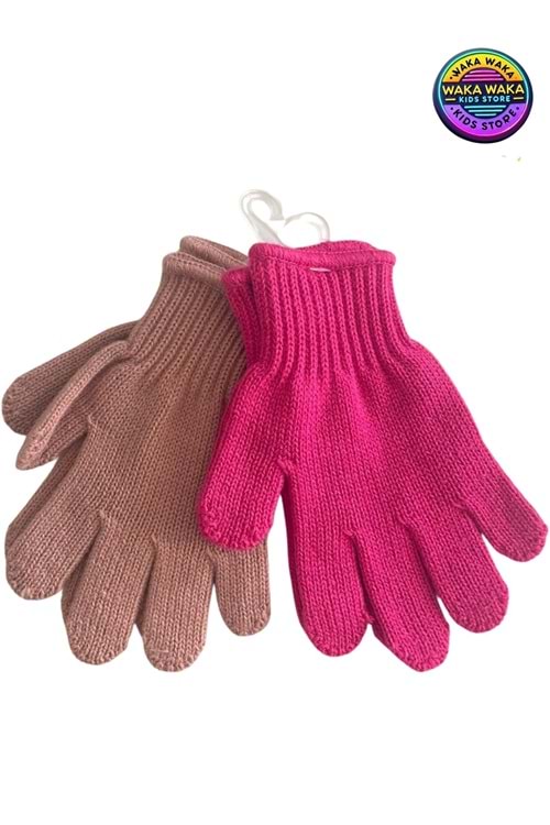 Unisex Triko Çocuk Eldiven 2’li Set – Sıcak Tutucu Kışlık Örgü Eldiven