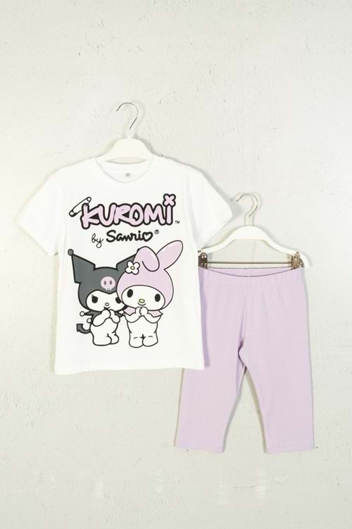 Kuromi ve My Melody Baskılı Kız Çocuk Tişört