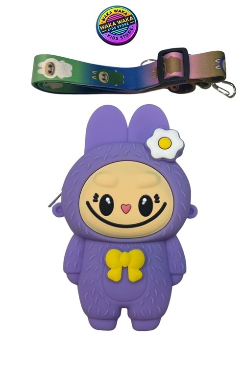 Çocuk Silikon Crossbody Çanta | Sevimli Karakter Omuz Çantası + Askı | Renk Seçenekli