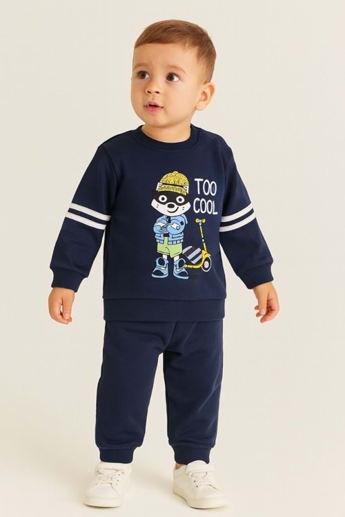 Erkek Çocuk Eşofman Takımı “Too Cool” Baskılı Sweatshirt & Alt