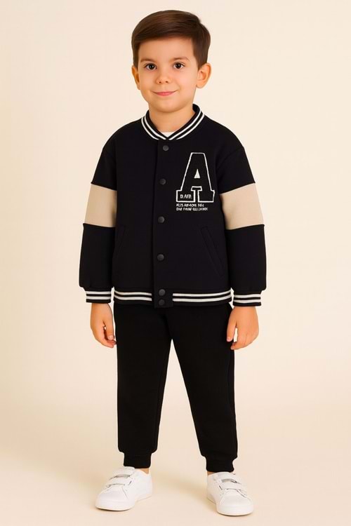 Erkek Çocuk Kolej Tarzı Bomber Sweatshirt Ceket