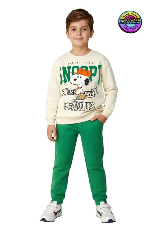Erkek Çocuk Snoopy Baskılı Renkli Eşofman Takımı