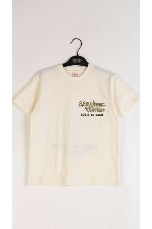 Önü Sırtı Baskılı Bisiklet Yaka Erkek Çocuk T-Shirt