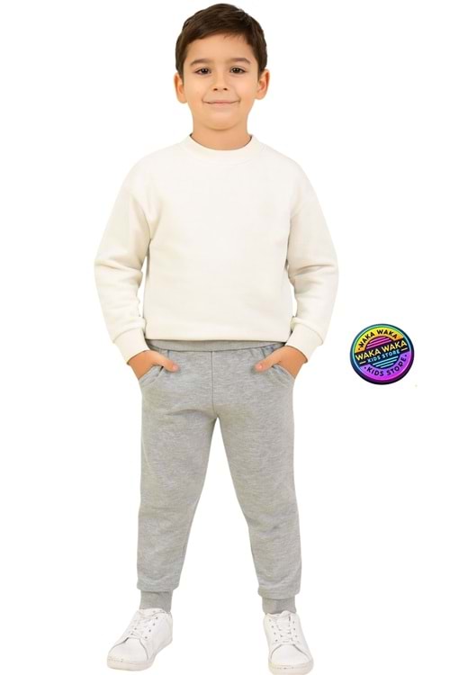 Unisex Çocuk Basic Renkli Eşofman Altı Pamuklu Rahat Kesim Jogger Model