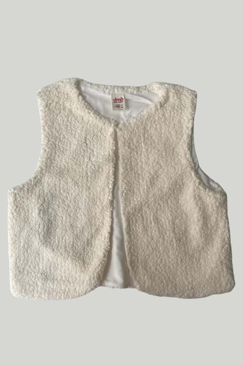 Peluş Kız Çocuk Yuvarlak Yaka Kolsuz Yelek