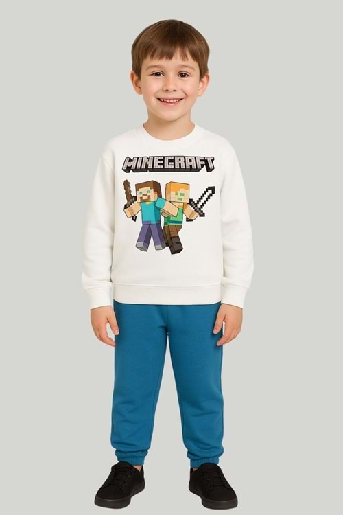 Minecraft Baskılı Erkek Çocuk Eşofman Takımı