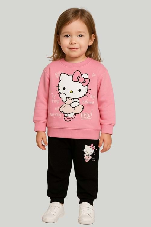 Kız Bebek Hello Kitty Baskılı Pembe Eşofman Takımı