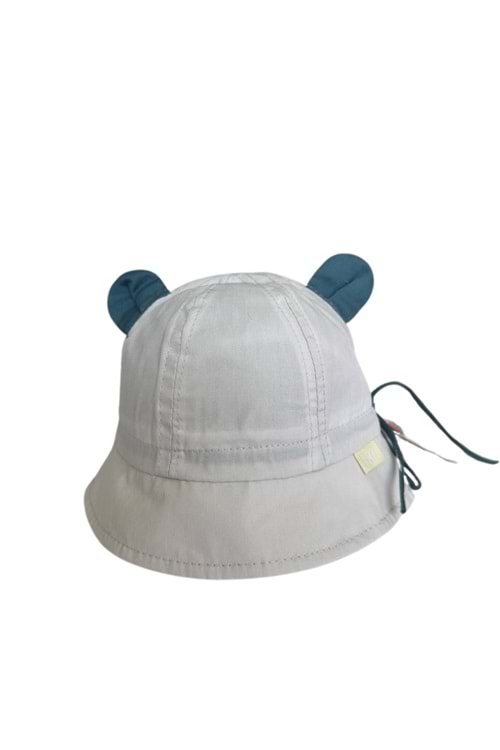Bej Kulaklıklı Bağcıklı Bebek Şapka