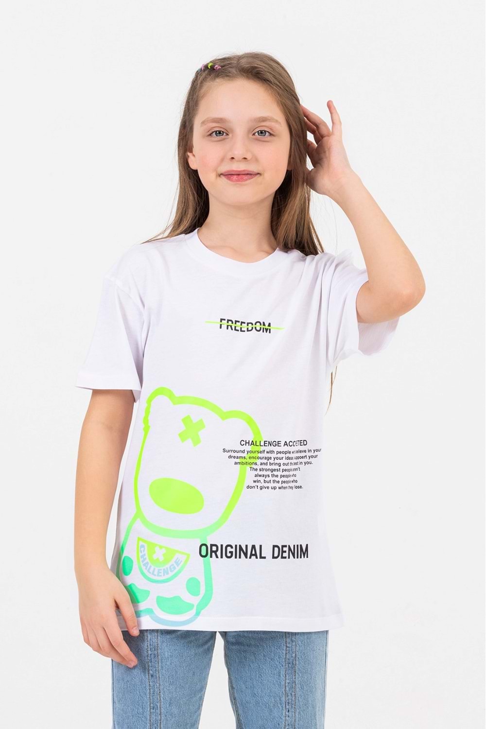 Çocuk Kız Tek Tişört D Hopi Kids - Beyaz - 9-10 YAŞ