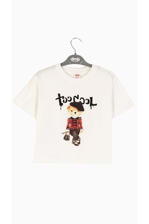 Ayıcık Baskılı T-Shirt Kot Şort Etekli Kız Çocuk Takım