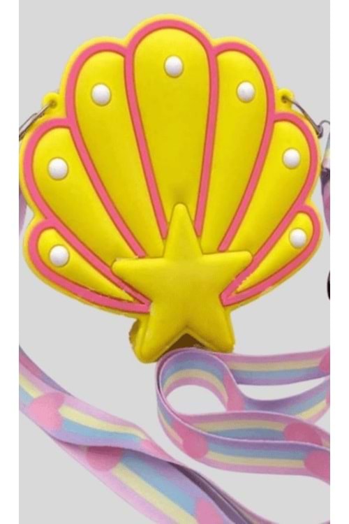 mickey mouse-Kromi-Barbie-hello kitt-Deniz Kabuğu Silikon Çanta - Sarı
