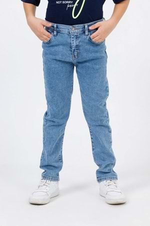 Beli Ayarlanabilir Likralı Hafif Taşlanmış Boru Paça Erkek Çocuk Kot Pantolon- 6-7 YAŞ