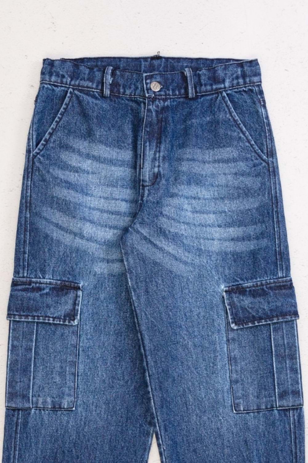 Kargo Cepli Bagi Model Kot Pantolon - İndigo - 9-10 YAŞ