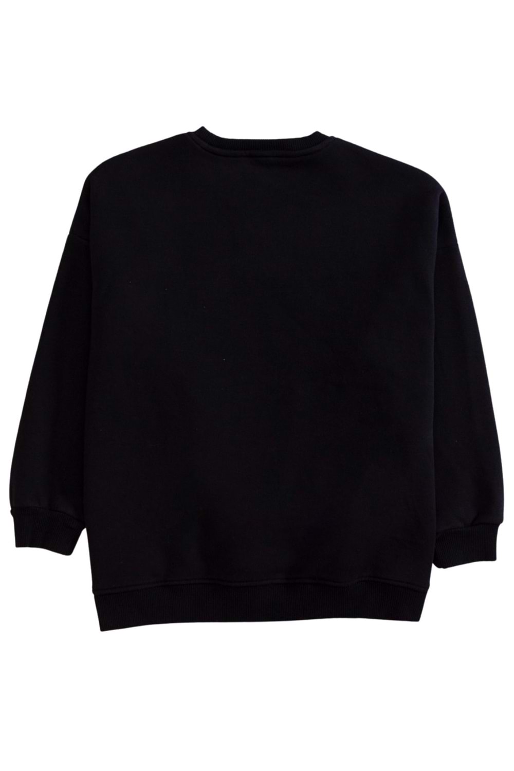 Bisiklet Yaka Önü Baskılı Oversize Sweatshirt - Siyah - 13-14 YAŞ