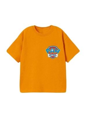 Önü Arkası Paw Patrol Baskılı Bisiklet Yaka Alt Üst Takım - Oranj - 3-4 YAŞ
