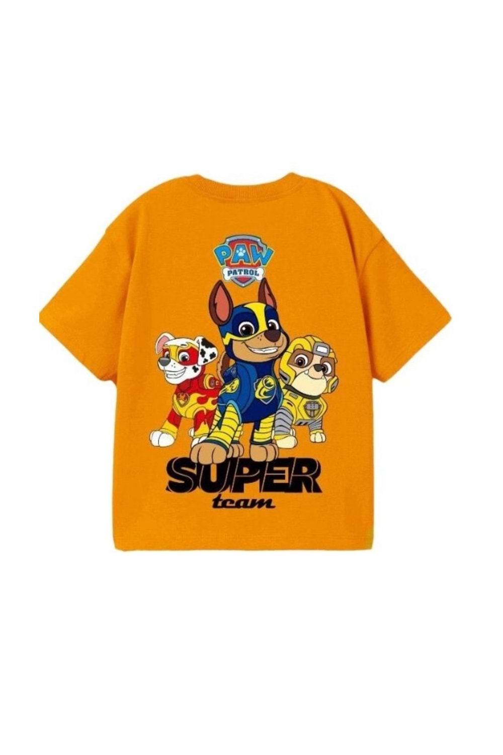 Önü Arkası Paw Patrol Baskılı Bisiklet Yaka Alt Üst Takım - Oranj - 3-4 YAŞ