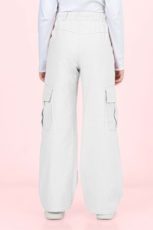 Kargo Pantolon Kız Çocuk Gabardin Beli Lastikli