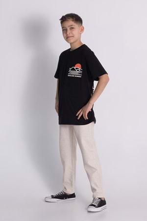 Bisiklet Yaka Summer Baskılı Pantolon Tşört Alt Üst Takım - 9-10 YAŞ