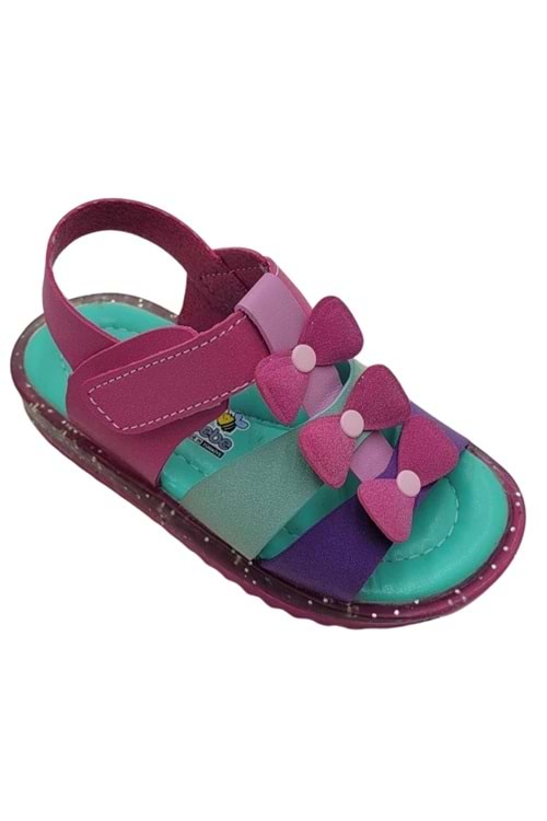 Çok Renkli Fiyonk Detaylı Kız Çocuk Bebek Sandalet