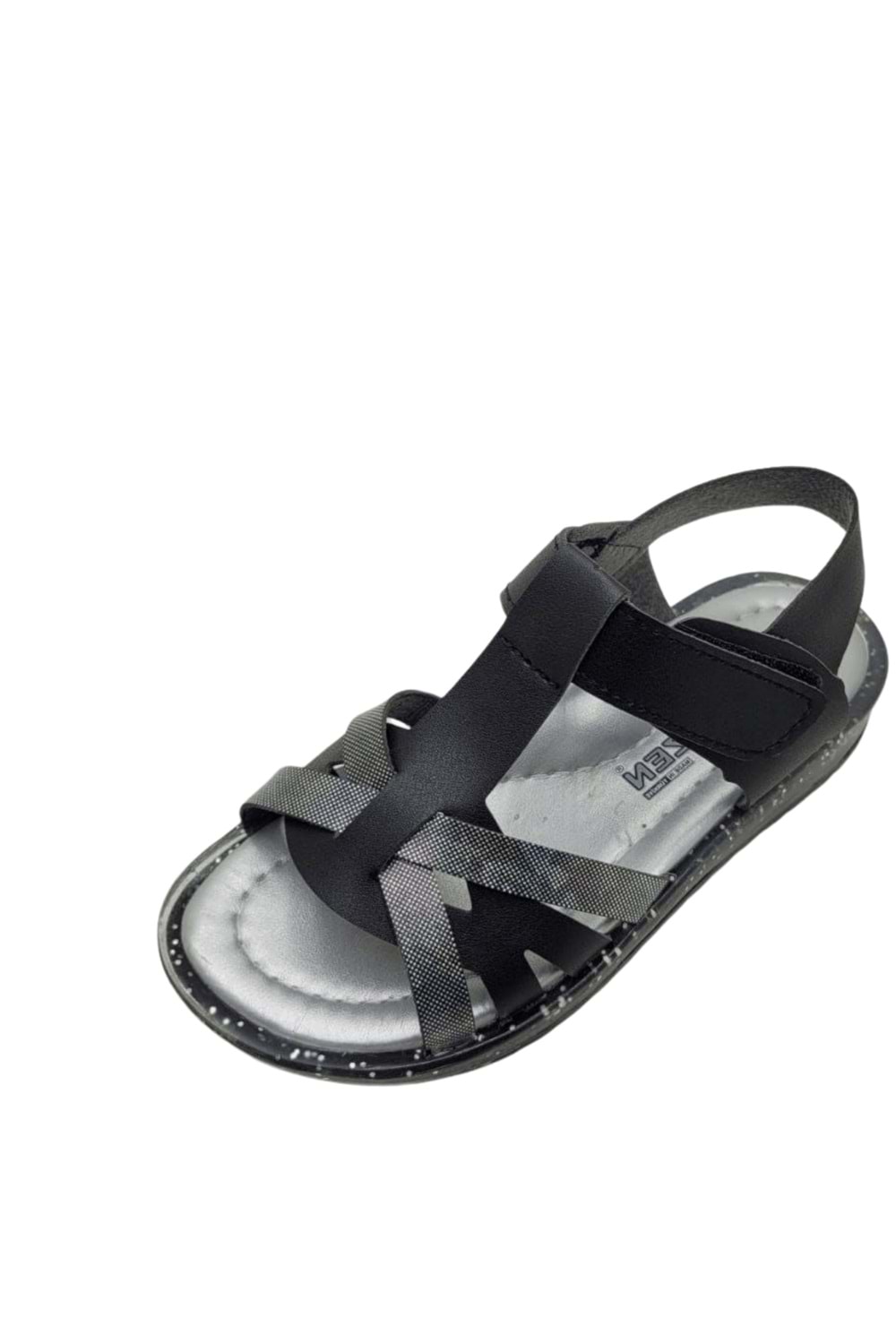 Siyah Sim Detaylı Kız Çocuk Bebek Sandalet